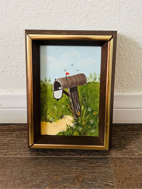 Other - Framed Mailbox Beachside Painting - Green, Blue, Brown 5.5/7.5 Inches